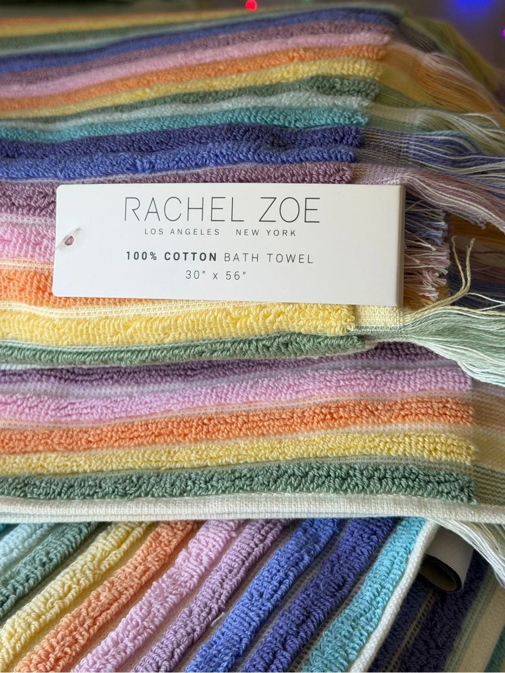 Rachel Zoe Striped Rainbow Multicolored bath towel set 2 pc